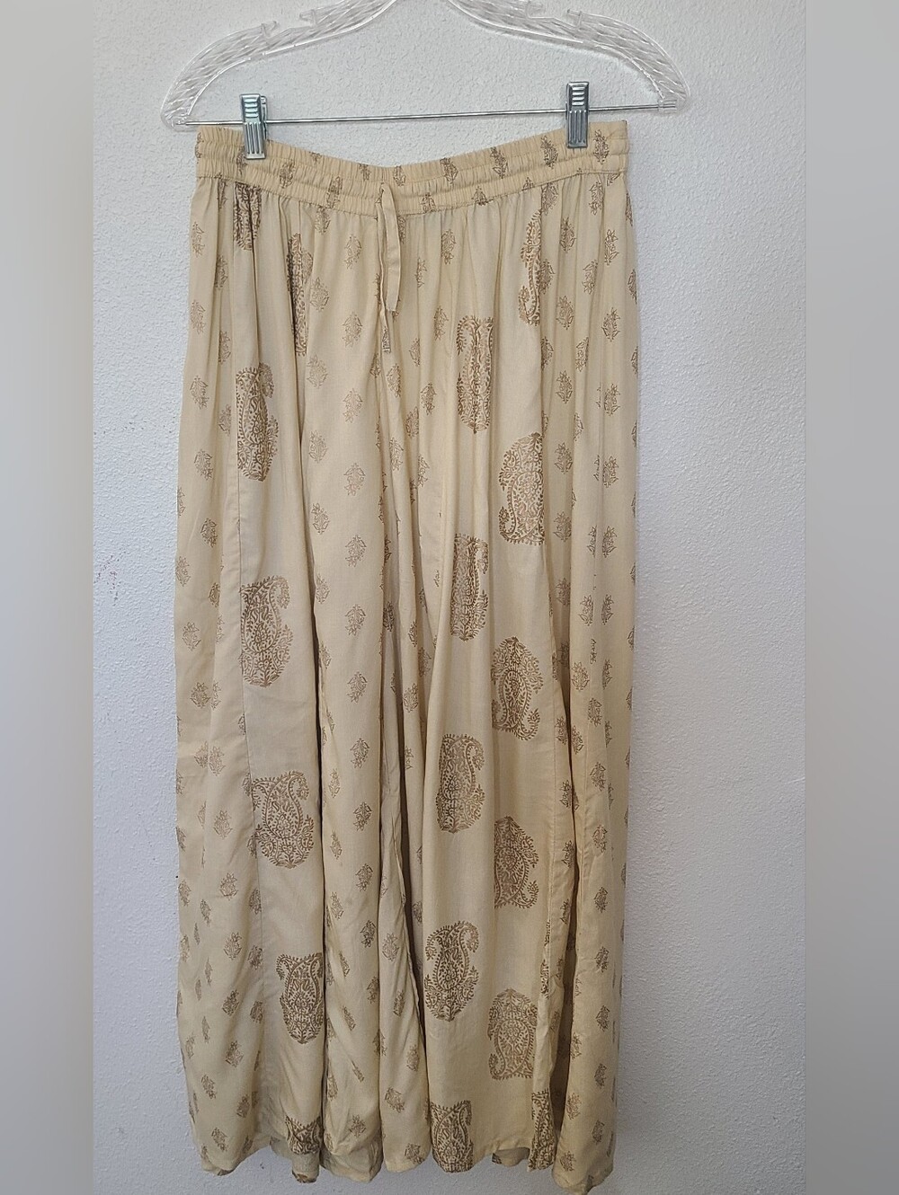 Beige Printed Bohemian Palazzo  Pants